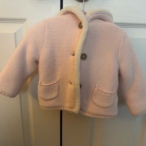 Carter's Pink Knit Sweater with Cream Trim